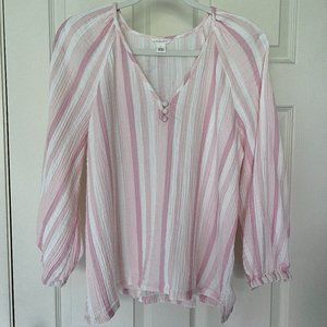 Caslon Striped Cotton Gauze Top